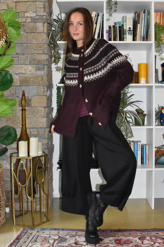 Ferguson Fair Isle Cardigan Fig